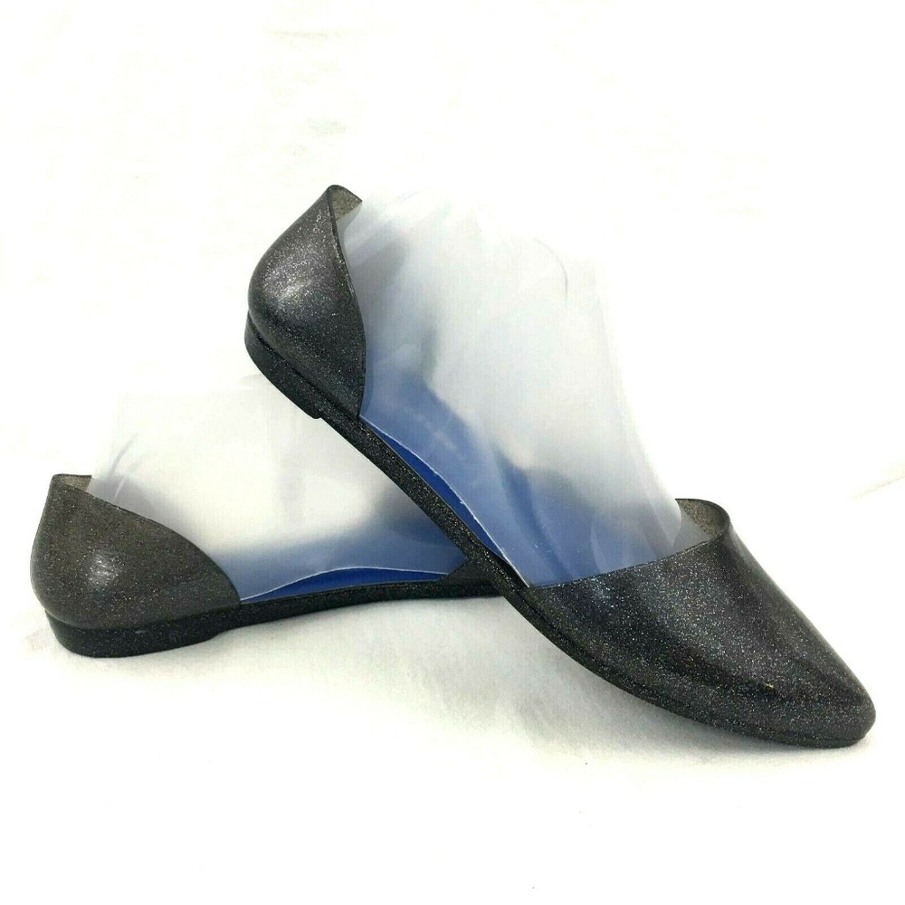 Jeffrey Campbell D'Orsay Black Glitter Jelly Flats